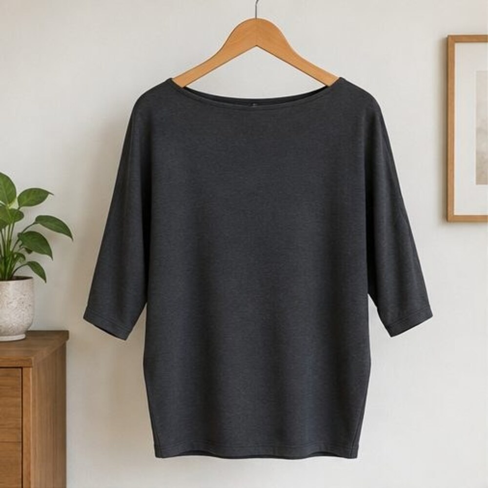 Charcoal Boat Neck Dolman Top